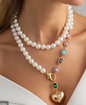 Multi-Strand Pearl & Gemstone Heart Necklace