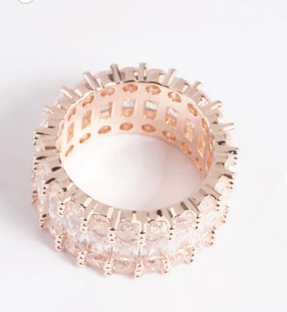Rose Gold Cubic Zirconia Baguette Ring