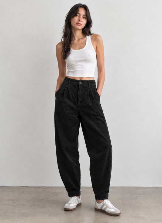 Stoic Hemp Corduroy Trousers in Black