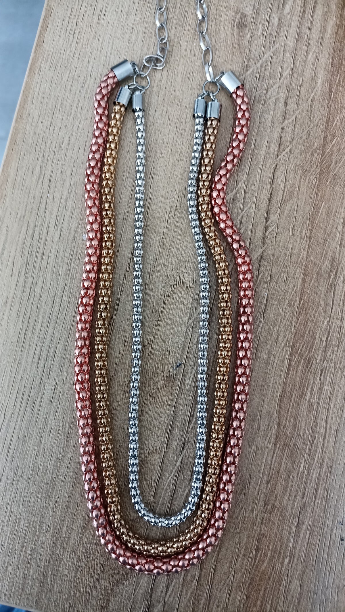 Tri-Colour Beaded Statement Necklace