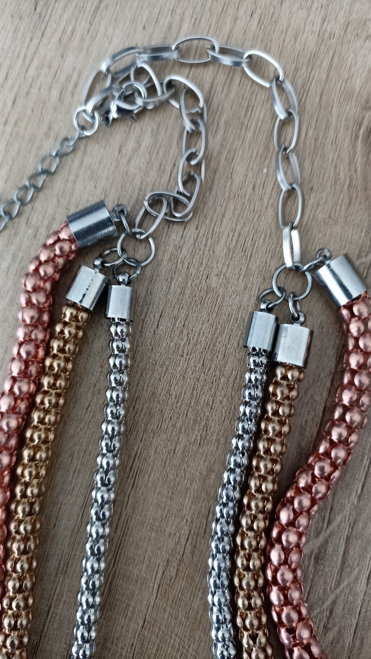 Tri-Colour Beaded Statement Necklace
